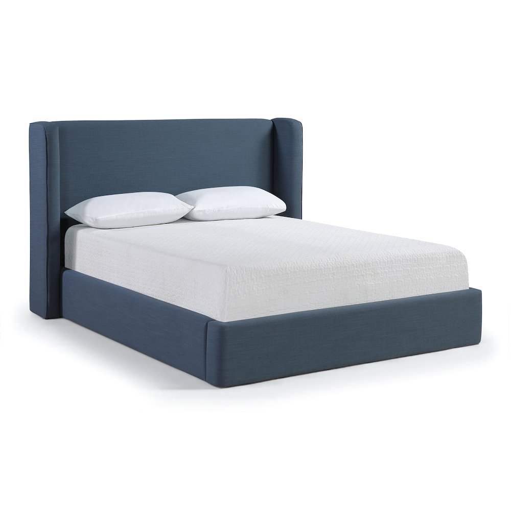 Kendall Navy Linen Textured Fabric Upholstered Queen Bed