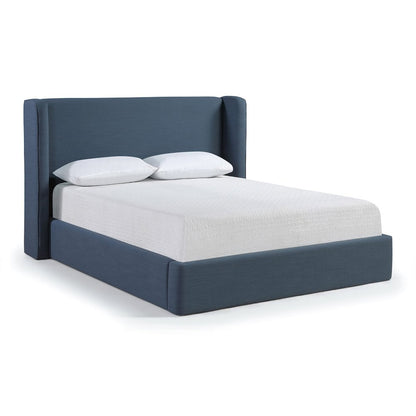 Kendall Navy Linen Textured Fabric Upholstered Queen Bed