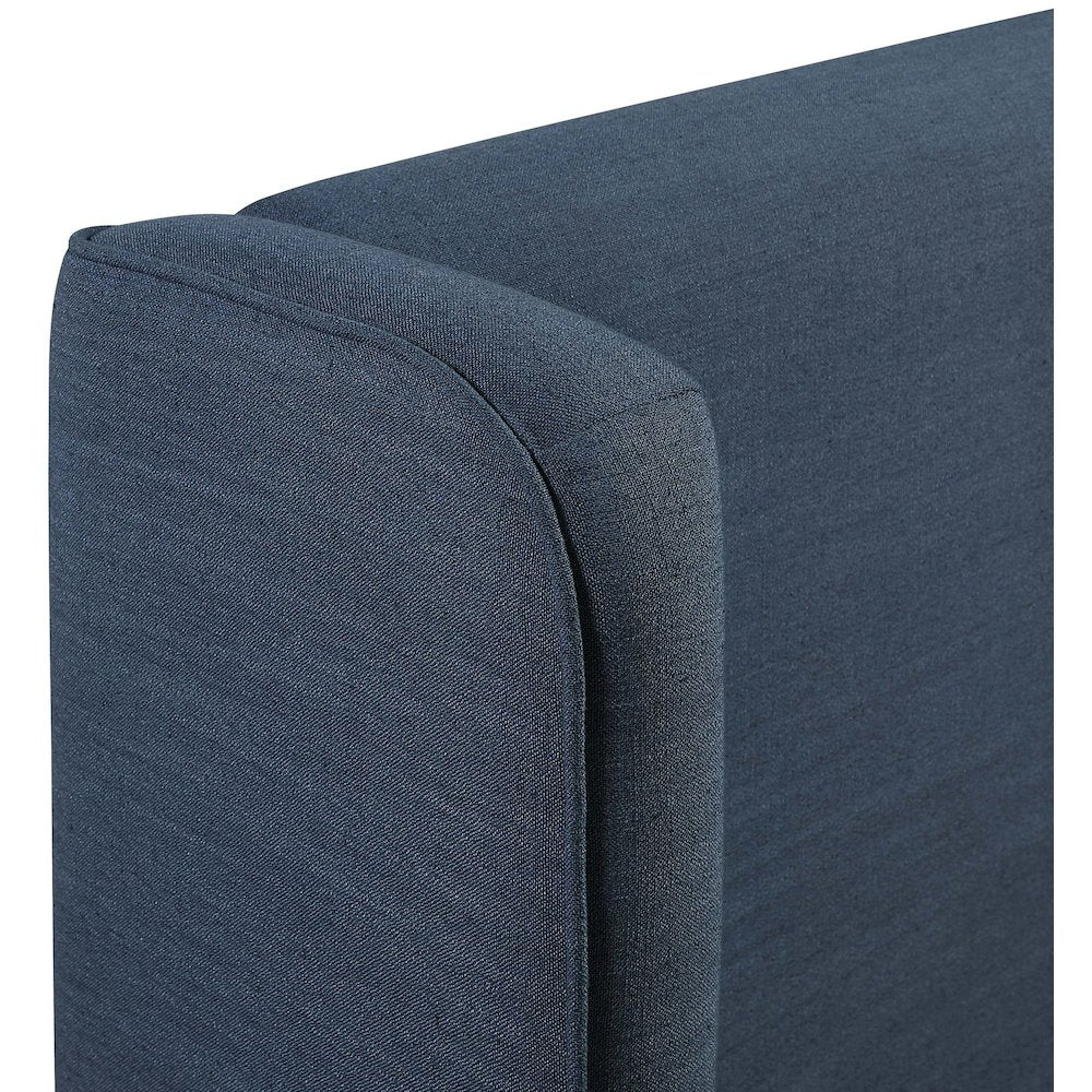 Kendall Navy Linen Textured Fabric Upholstered Queen Bed
