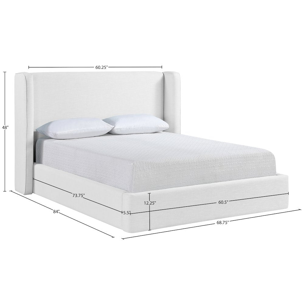 Kendall White Linen Textured Fabric Upholstered Full Bed