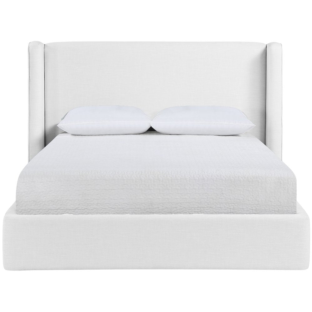 Kendall White Linen Textured Fabric Upholstered Full Bed