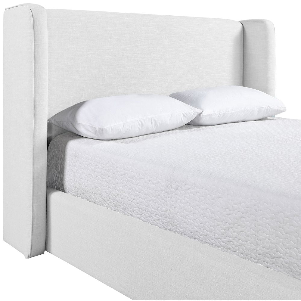 Kendall White Linen Textured Fabric Upholstered Full Bed