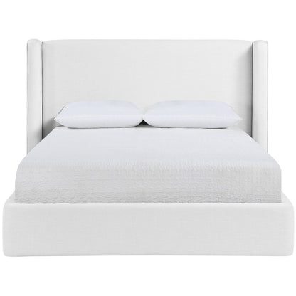 Kendall White Linen Textured Fabric Upholstered King Bed