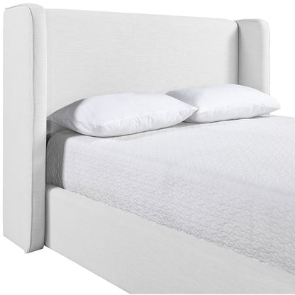 Kendall White Linen Textured Fabric Upholstered King Bed