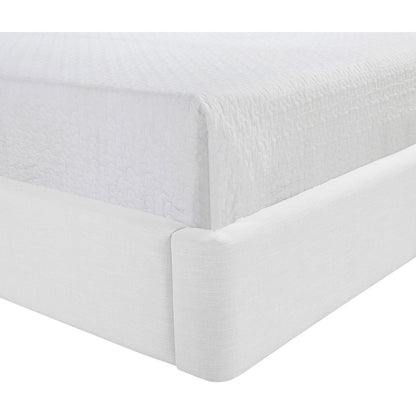 Kendall White Linen Textured Fabric Upholstered King Bed