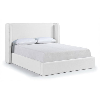 Kendall White Linen Textured Fabric Upholstered Queen Bed