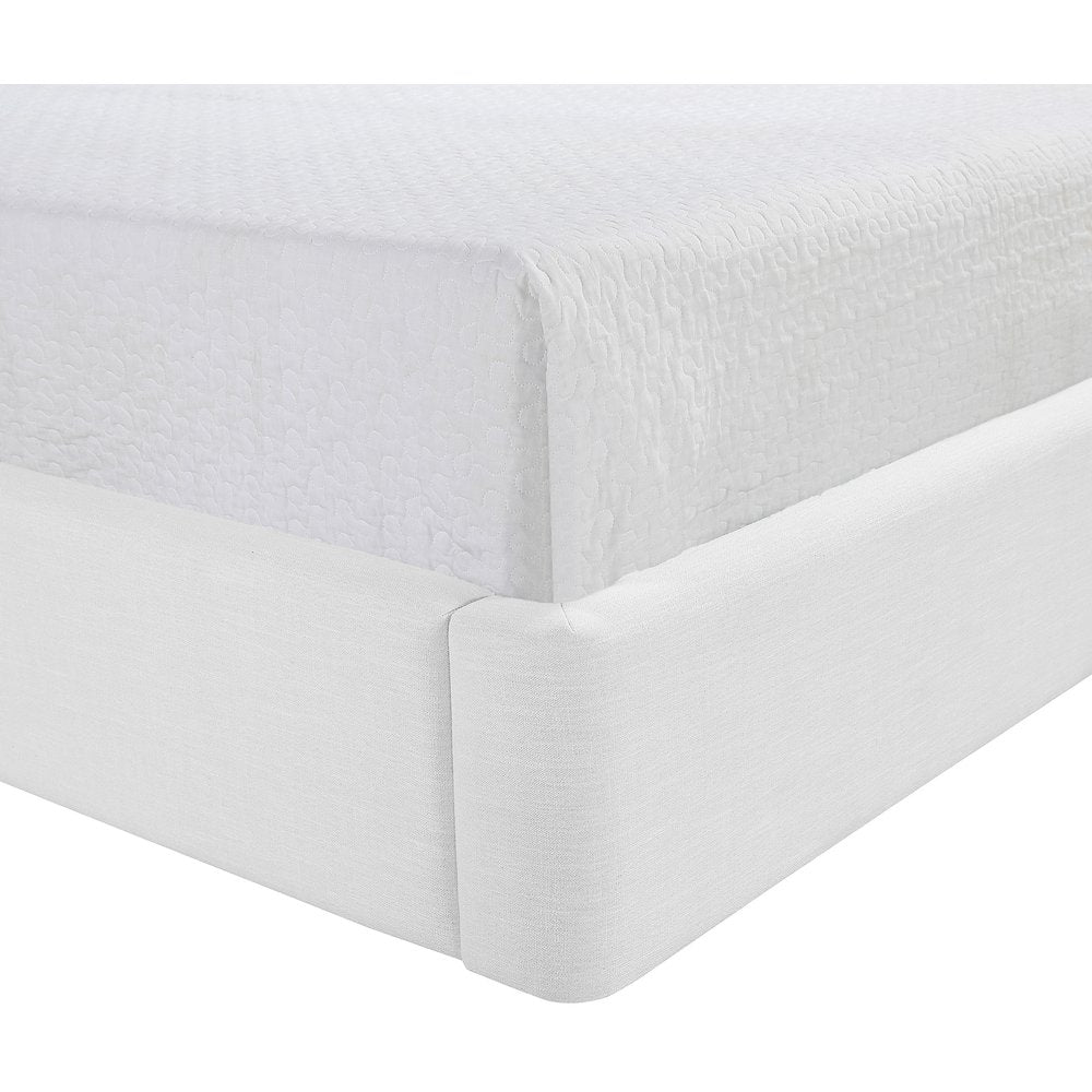 Kendall White Linen Textured Fabric Upholstered Queen Bed