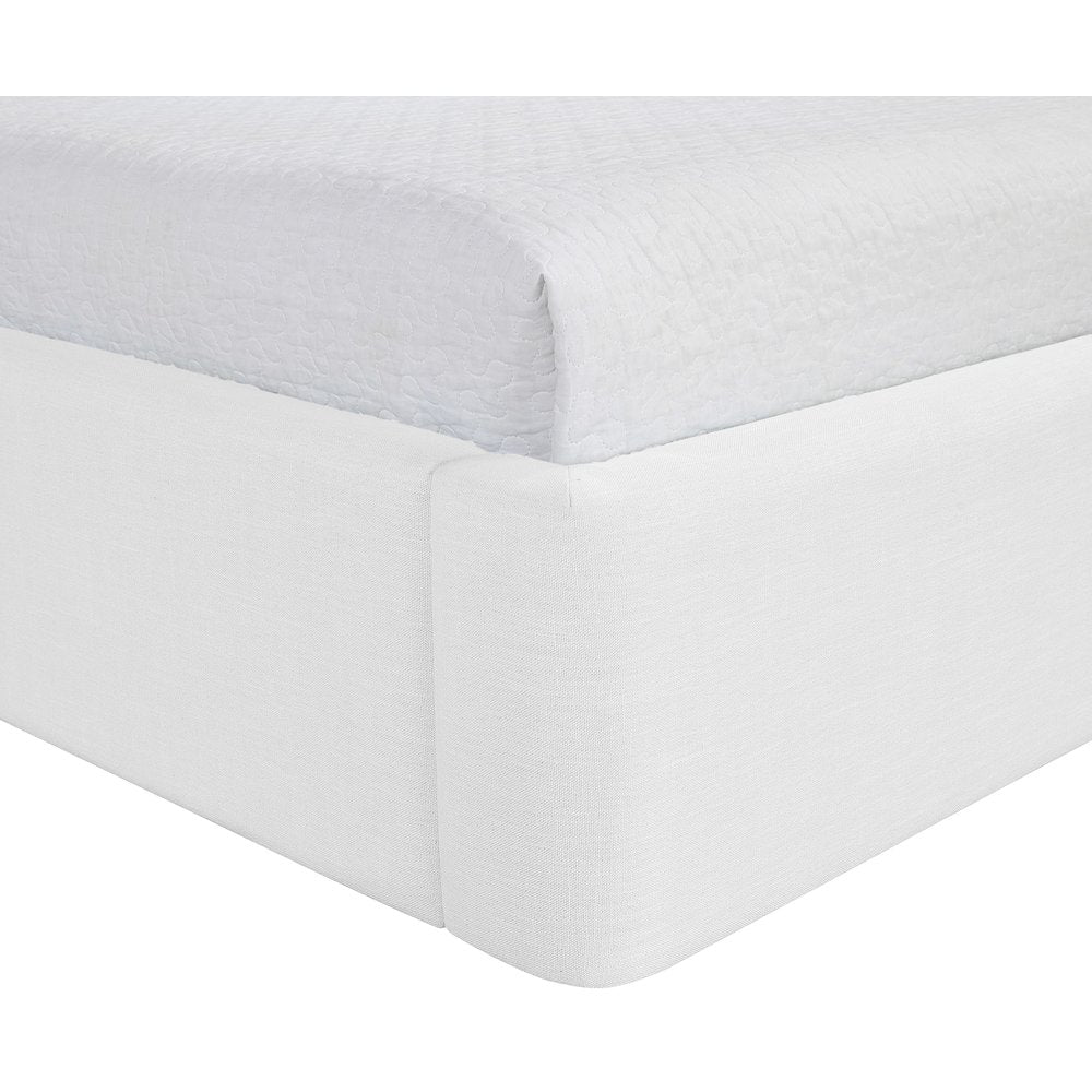 Kendall White Linen Textured Fabric Upholstered Twin Bed