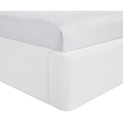 Kendall White Linen Textured Fabric Upholstered Twin Bed