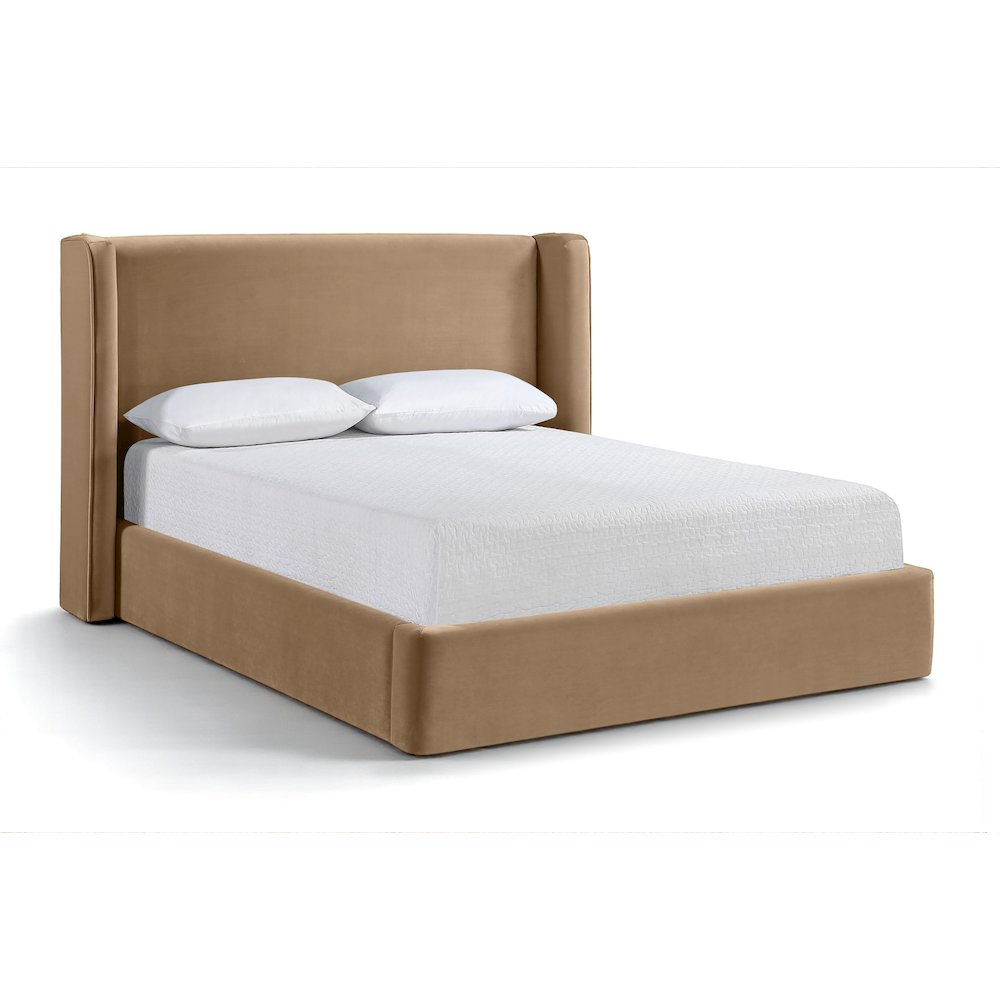 Kendall Beige Velvet Upholstered Full Bed