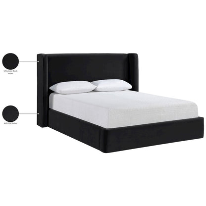 Kendall Black Velvet Upholstered Queen Bed