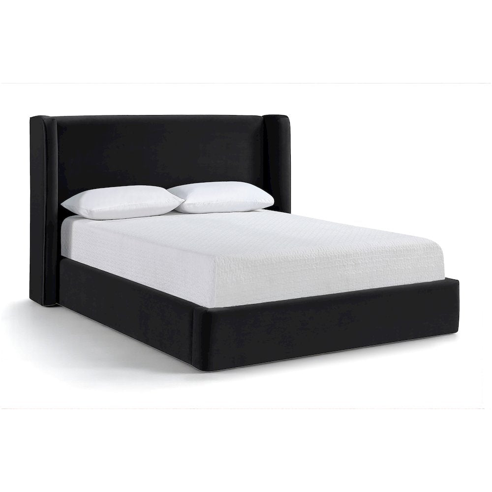 Kendall Black Velvet Upholstered Queen Bed