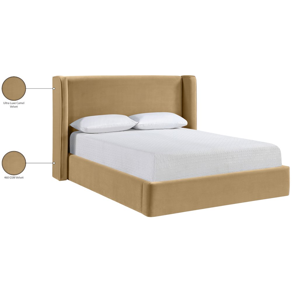 Kendall Camel Velvet Upholstered Full Bed