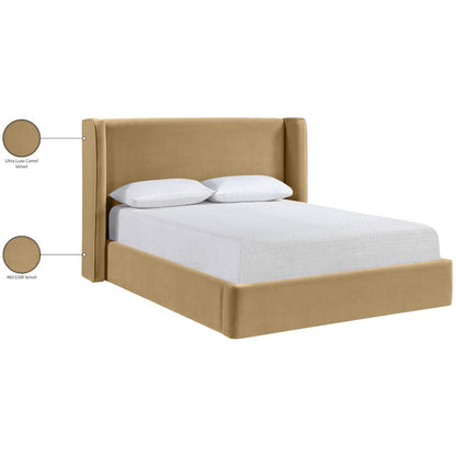 Kendall Camel Velvet Upholstered Full Bed