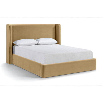 Kendall Camel Velvet Upholstered Queen Bed