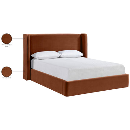 Kendall Cognac Velvet Upholstered Full Bed