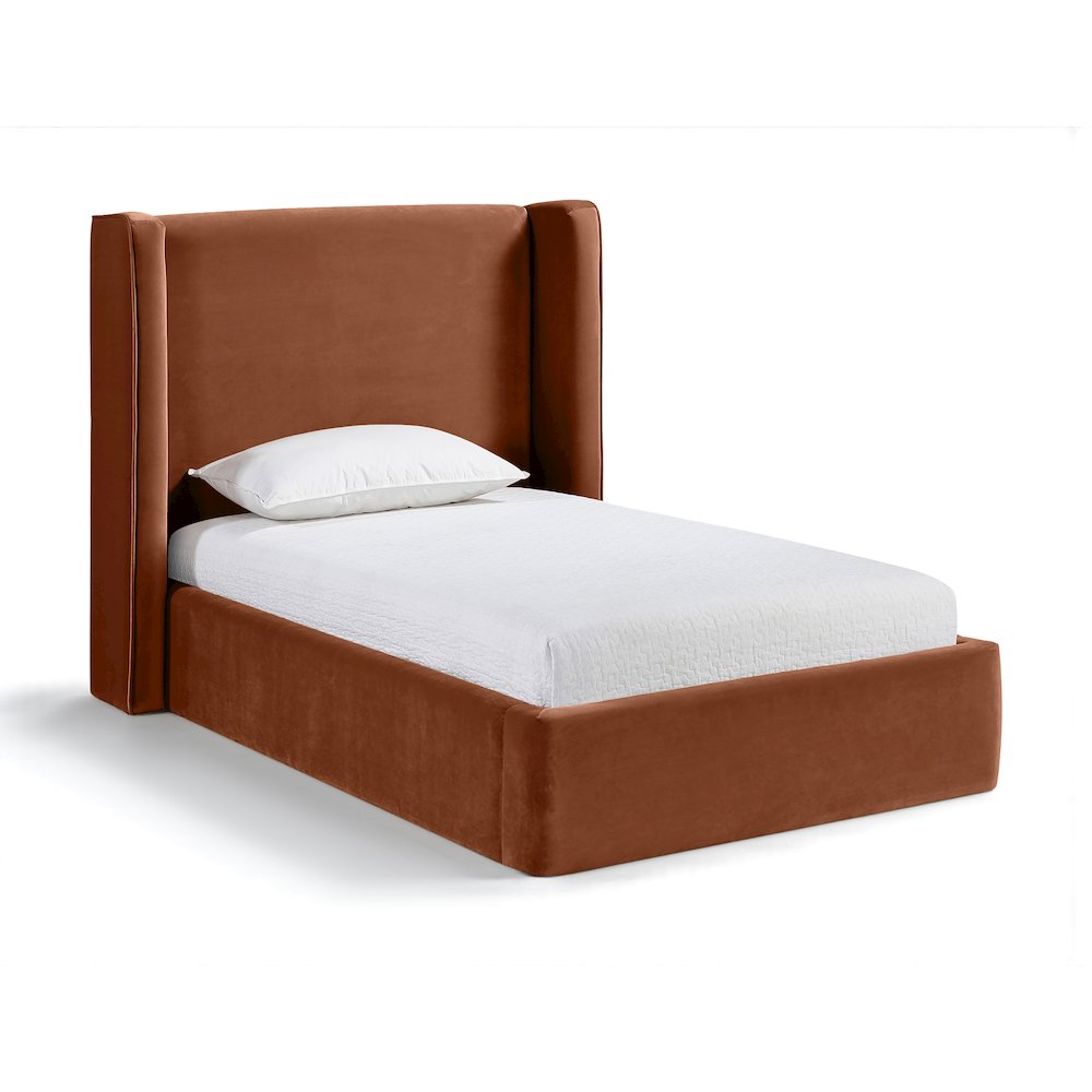 Kendall Cognac Velvet Upholstered Twin Bed