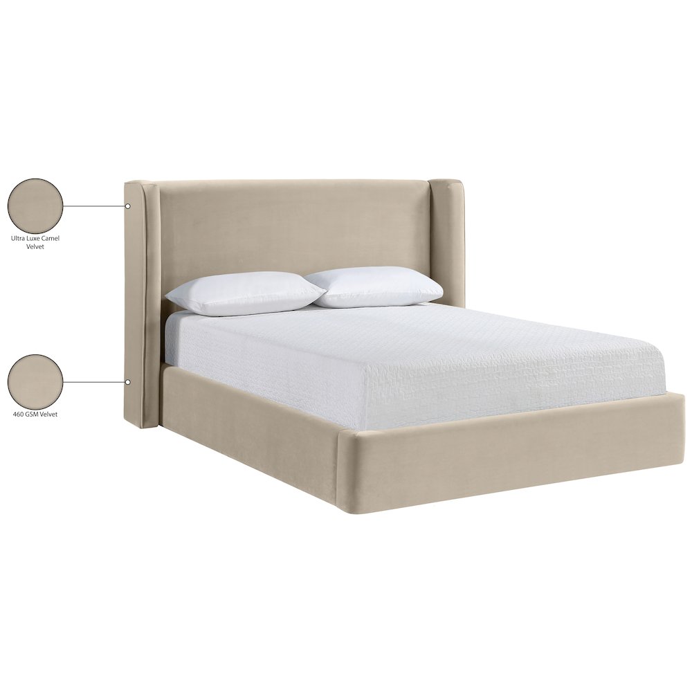 Kendall Cream Velvet Upholstered Queen Bed