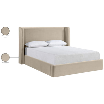 Kendall Cream Velvet Upholstered Queen Bed