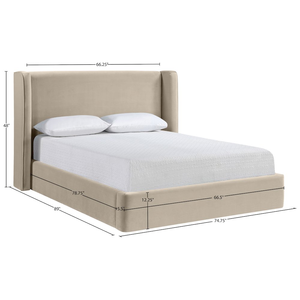 Kendall Cream Velvet Upholstered Queen Bed