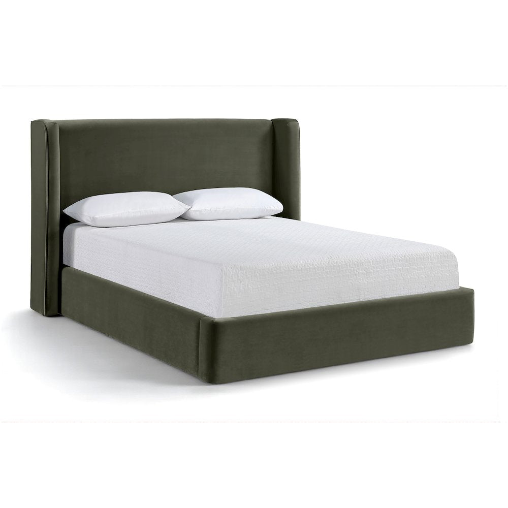 Kendall Green Velvet Upholstered King Bed