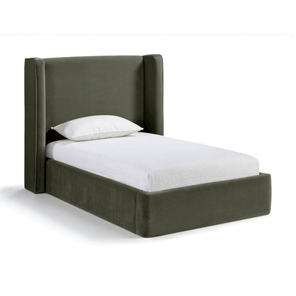 Kendall Green Velvet Upholstered Twin Bed
