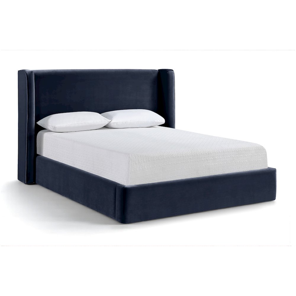 Kendall Navy Velvet Upholstered King Bed