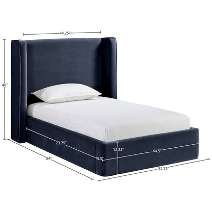 Kendall Navy Velvet Upholstered Twin Bed