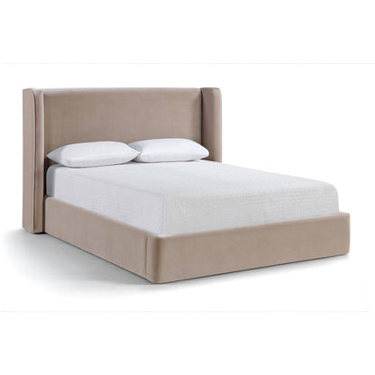 Kendall Taupe Velvet Upholstered Queen Bed