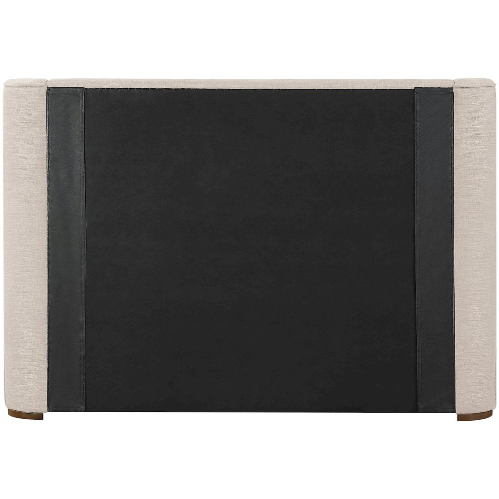 Aurin Beige Linen Textured Fabric Upholstered Full Bed