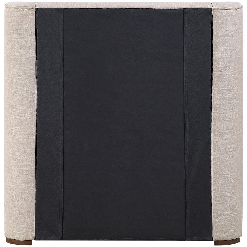 Aurin Beige Linen Textured Fabric Upholstered Twin Bed