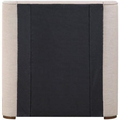 Aurin Beige Linen Textured Fabric Upholstered Twin Bed