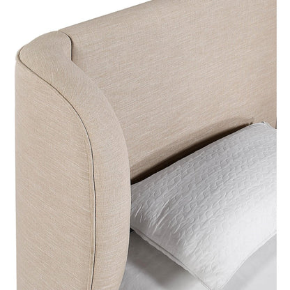 Aurin Beige Linen Textured Fabric Upholstered Twin Bed