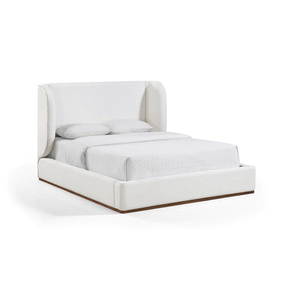 Aurin Cream Linen Textured Fabric Upholstered King Bed