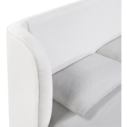 Aurin Cream Linen Textured Fabric Upholstered King Bed