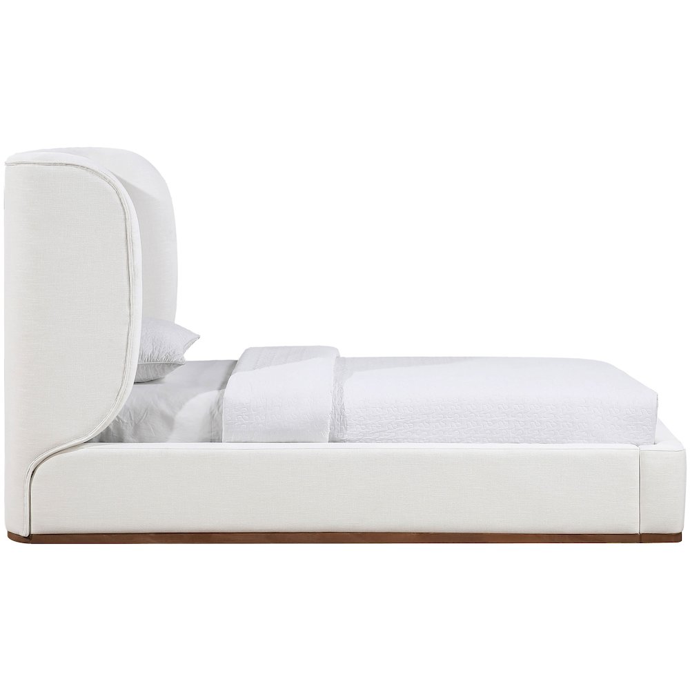 Aurin Cream Linen Textured Fabric Upholstered Twin Bed