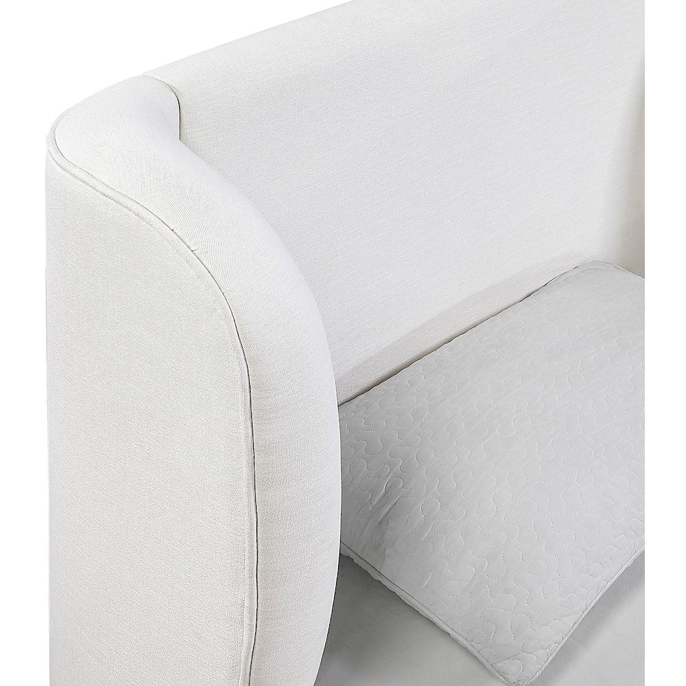 Aurin Cream Linen Textured Fabric Upholstered Twin Bed