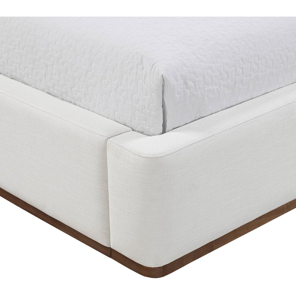 Aurin Cream Linen Textured Fabric Upholstered Twin Bed