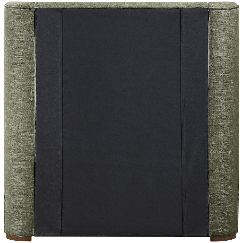 Aurin Olive Green Linen Textured Fabric Upholstered Twin Bed