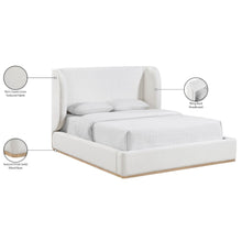 Aurin Cream Linen Textured Fabric Upholstered Full Bed