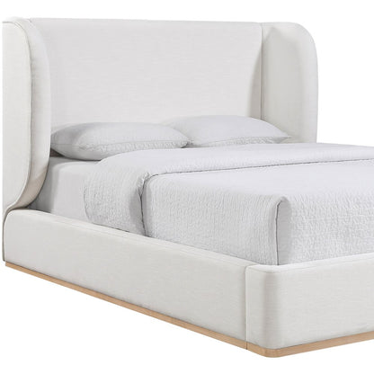 Aurin Cream Linen Textured Fabric Upholstered Full Bed