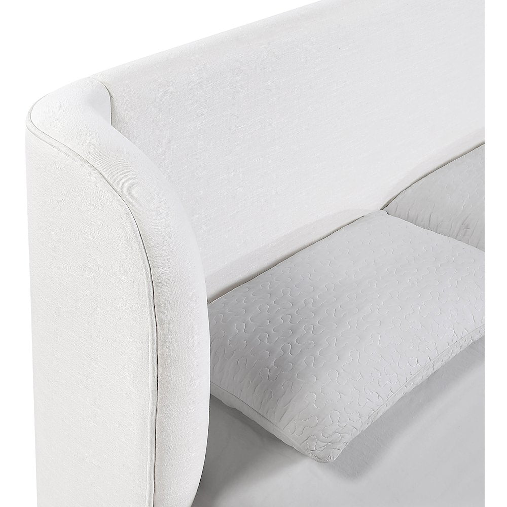Aurin Cream Linen Textured Fabric Upholstered Full Bed