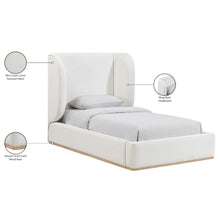 Aurin Cream Linen Textured Fabric Upholstered Twin Bed