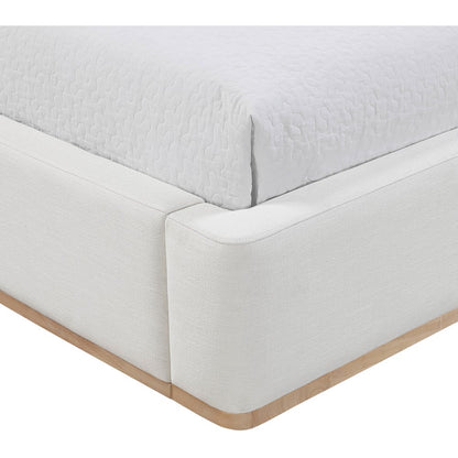 Aurin Cream Linen Textured Fabric Upholstered Twin Bed