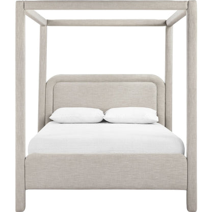 Salina Beige Linen Textured Fabric Upholstered Full Bed