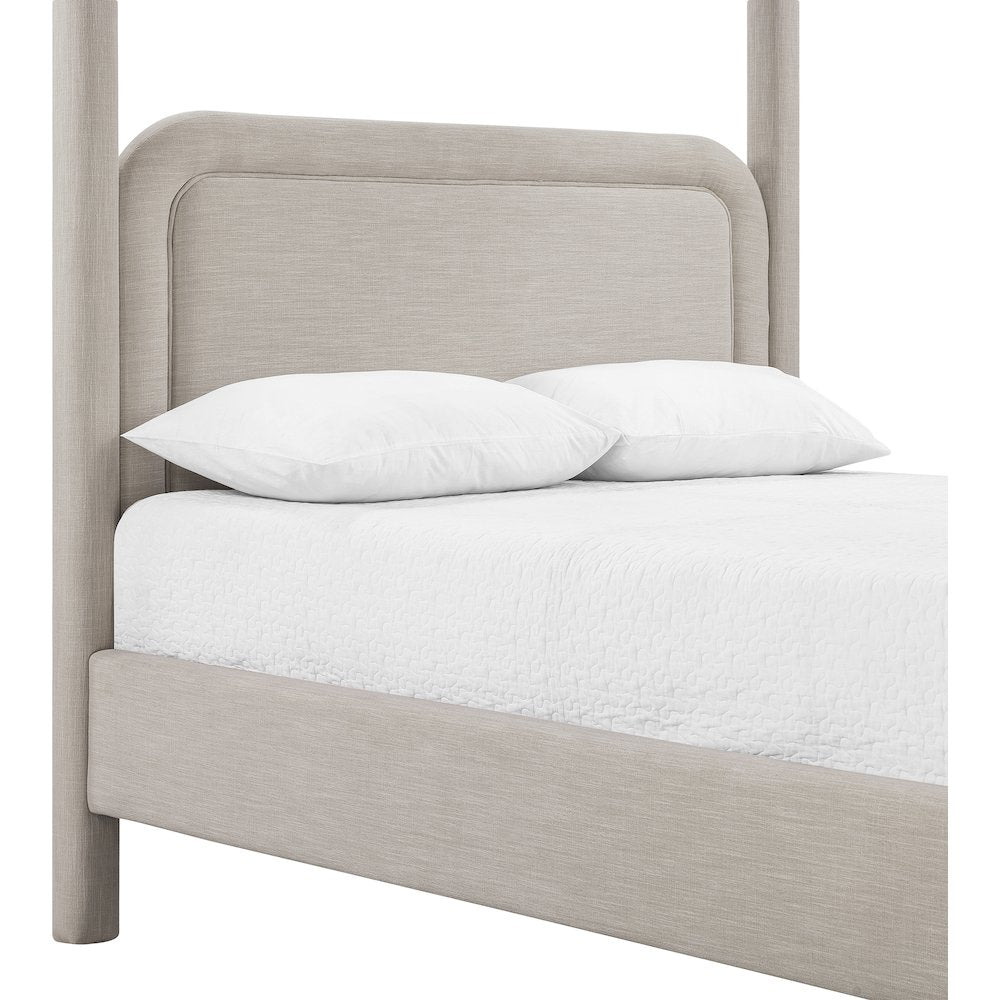 Salina Beige Linen Textured Fabric Upholstered Full Bed