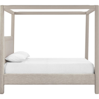 Salina Beige Linen Textured Fabric Upholstered King Bed