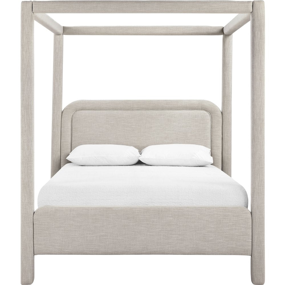 Salina Beige Linen Textured Fabric Upholstered Queen Bed