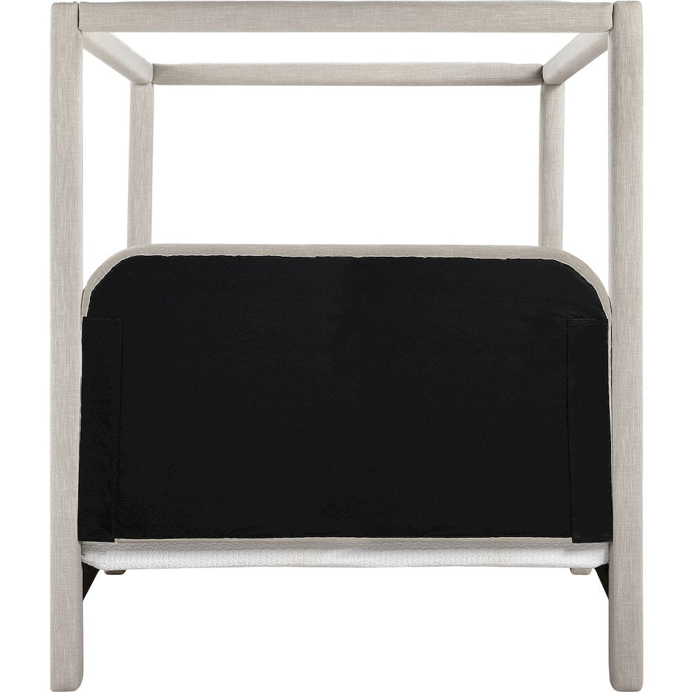 Salina Beige Linen Textured Fabric Upholstered Queen Bed