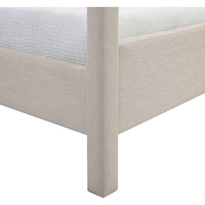 Salina Beige Linen Textured Fabric Upholstered Queen Bed